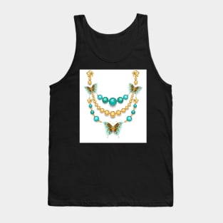 Necklace with Turquoise Butterflies Tank Top